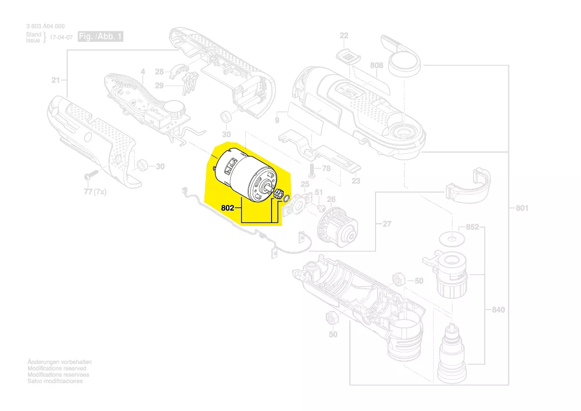 Moteur 18V réf. 1 607 022 66P Bosch